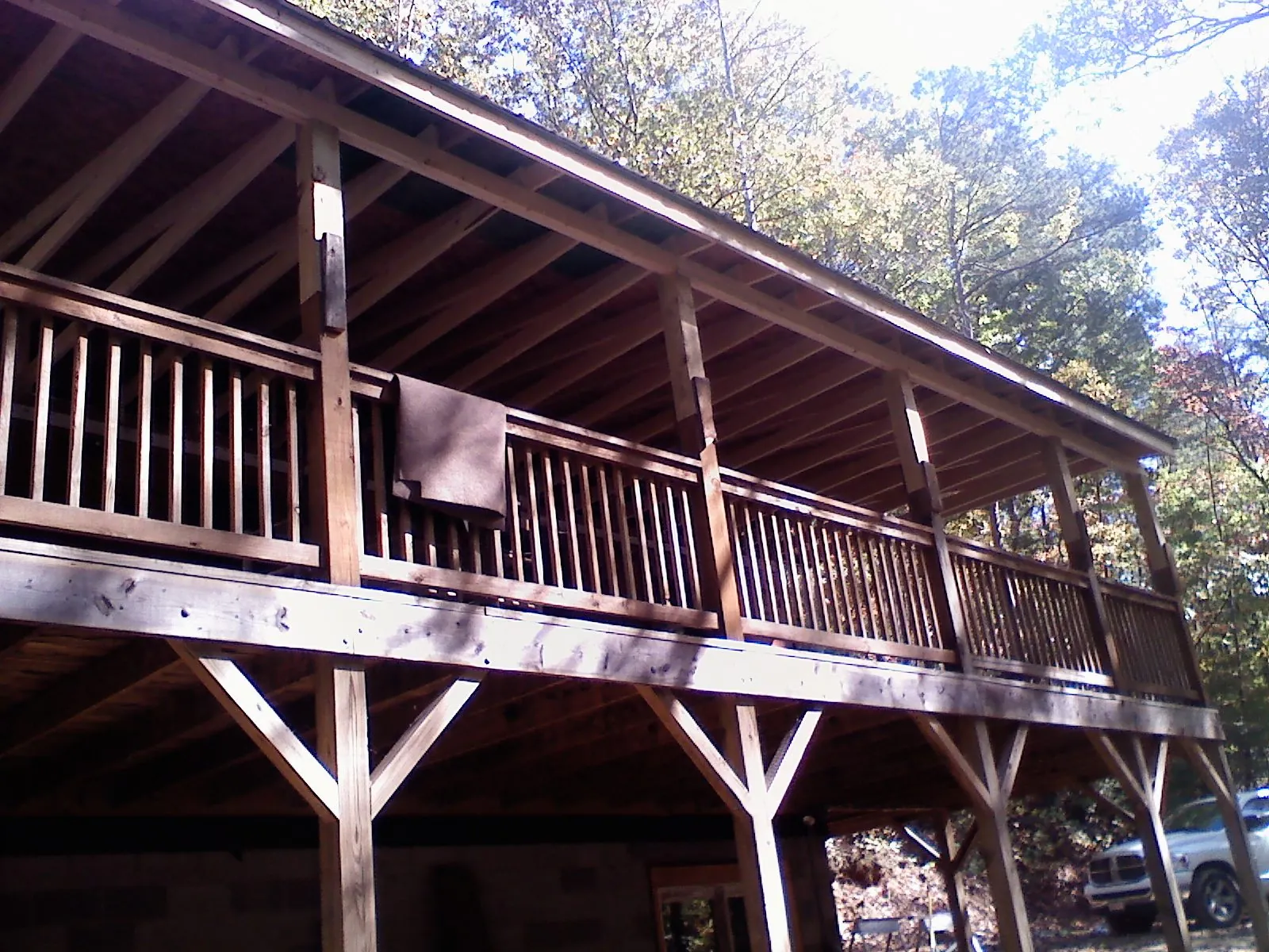 Timber framing under a new elevated porch and deck — Roof Leak Repair in Carroll by Roofing Brothers